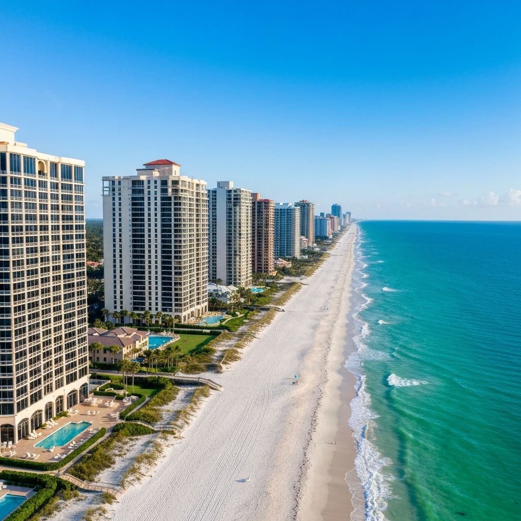 Beachfront condominiums along Florida coast